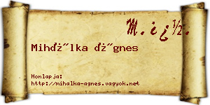 Mihálka Ágnes névjegykártya